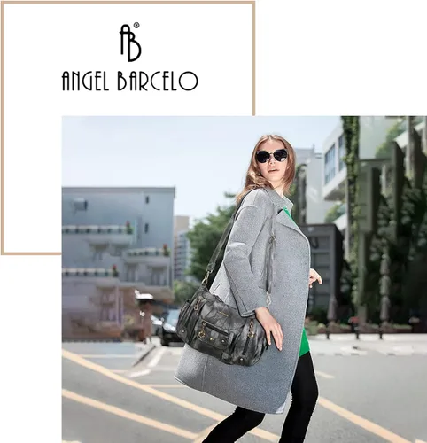 Vista 7 de Angel Barcelo Bolsos de cuero sintético para mujer, bolso de hombro, a la moda, bolsas para niñas