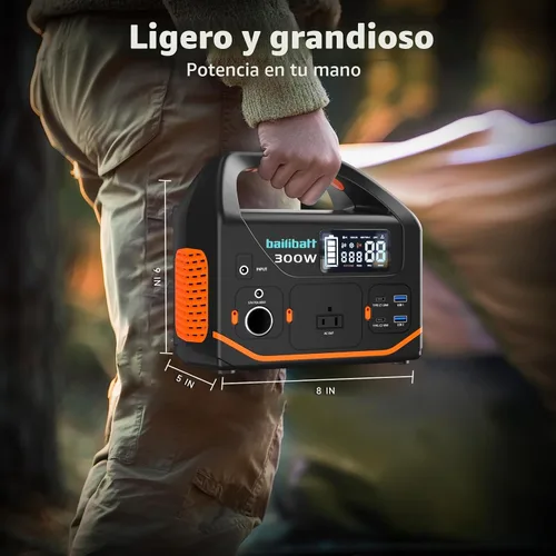 Vista 4 de Estación de energía portátil BailiBatt 300W, 266Wh generador solar Blanco