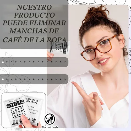 Vista 3 de Timgle 200 toallitas quitamanchas instantáneas, envueltas individualmente Negro