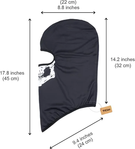 Vista 5 de TClian Máscara de calavera con diseño de fantasma bandana para motocicleta máscara de Halloween