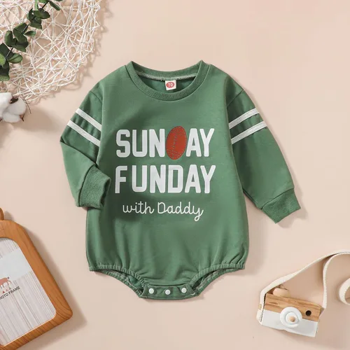 Vista 2 de Eadrioss Traje de fútbol para bebé recién nacido, niños y niñas, camiseta de cuello redondo, sudadera con cuello redondo
