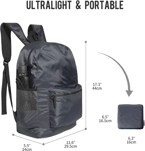 Vista 14 de pack all Mochila ligera y plegable de 18L, Negro, talla única , Mochilas Daypack