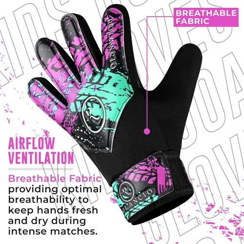 Vista 2 de Rolanicio Guantes de portero Guantes de portero para niños con doble protección para la muñeca Guantes de fútbol de material de látex