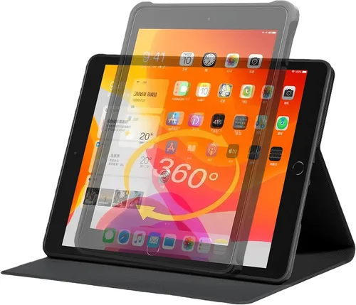Vista 5 de Funda giratoria para iPad 6ª 5ª generación de 9.7 pulgadas, modelo 2018/2017, piel sintética ligera, con soporte protector giratorio de 360 grados