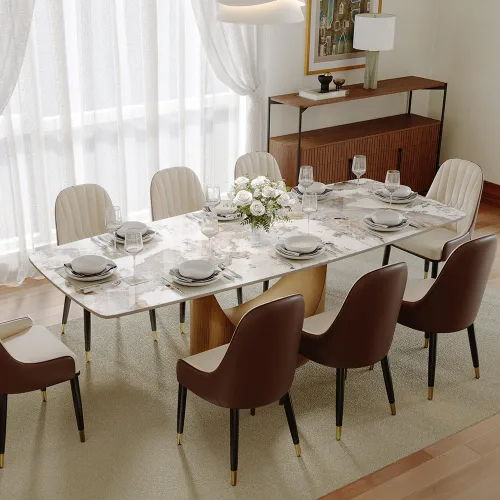 Vista 19 de POVISON Mesa de Comedor Moderna Hobart de 63" para 4, Mesa de Comedor Rectangular de Servicio Pesado Negro Mate, Superficie de Mesa de Comedor