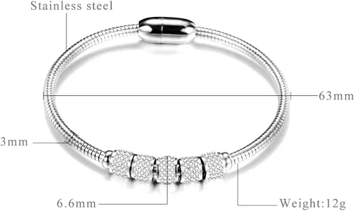 Vista 2 de Jude Jewelers Pulsera de cadena de serpiente de circonita cúbica de acero inoxidable