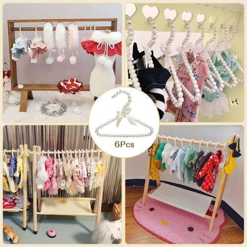 Vista 6 de Paquete de 6 perchas de ropa para perros y mascotas, mini perchas de perlas lindas