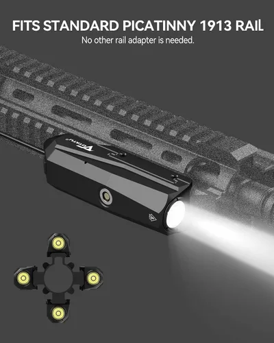 Vista 3 de VOTATU PL50S - Luz de arma de 1450 lúmenes con interruptor de presión, linterna Picatinny recargable para rifle, USB magnético recargable, modos
