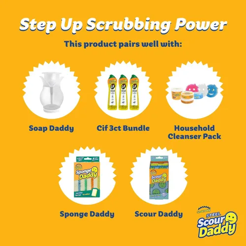Vista 5 de Esponjas de limpieza grandes de acero de Scrub Daddy - Esponja de acero inoxidable XL de Scrub Daddy para fregar platos - Almohadillas de limpieza