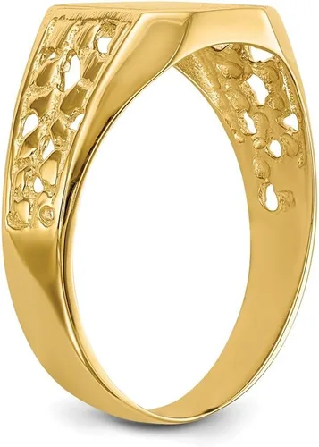 Vista 6 de Anillo de sello con monograma grabable de oro amarillo sólido de 14 k para hombre, talla 9, Metal