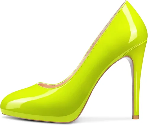 Vista 2 de Aachcol Zapatos de tacón alto para mujer, plataforma oculta, cierre de punta redonda, tacón alto, sin cordones, para oficina, boda, fiesta, zapatos