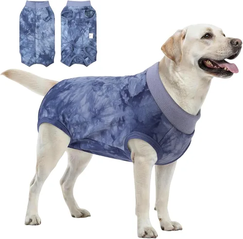 Vista 14 de SAWMONG Traje de recuperación para perros, hembras y machos, transpirable, traje corporal para perro después de una cirugía, esterilización Avión