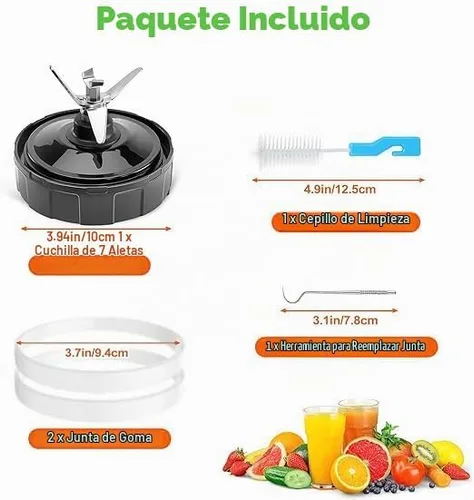Vista 4 de Piezas de repuesto para licuadora Ninja, conjunto de cuchilla extractora de 7 aletas, compatible con Ninja Blenders Auto iQ BL480 BL482 BL642 BL682
