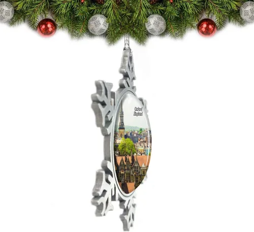 Vista 2 de Reino Unido Inglaterra Oxford Adorno de Navidad Decoración Árbol Cristal Metal Recuerdo Regalo