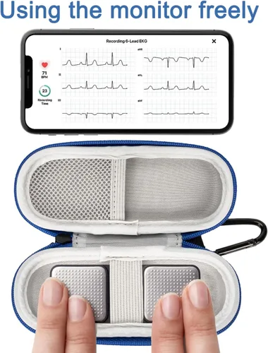 Vista 2 de Funda compatible con monitor Kardiamobile ECG, almacenamiento de viaje duro para Alivecor Kardia Mobile 6L Monitor de corazón con pastillero