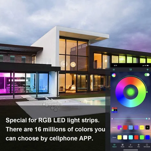 Vista 3 de SUPERNIGHT Controlador de luz LED RGB 2 en 1, controlador de música inteligente controlado por aplicación para Android e iOS, DC 5V-24V RGB Strip
