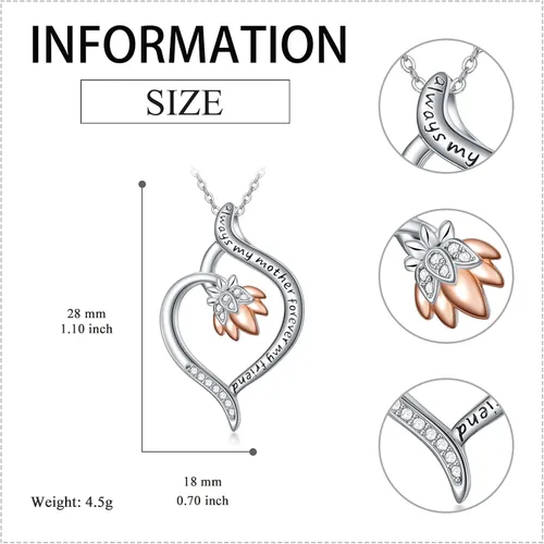 Vista 4 de VONALA Sterling Silver SunflowerRose CrossRoseLotus FlowerHonney BeePineapple Necklace for Women Flower Pendant Necklace Gifts for Girlfriend Wife