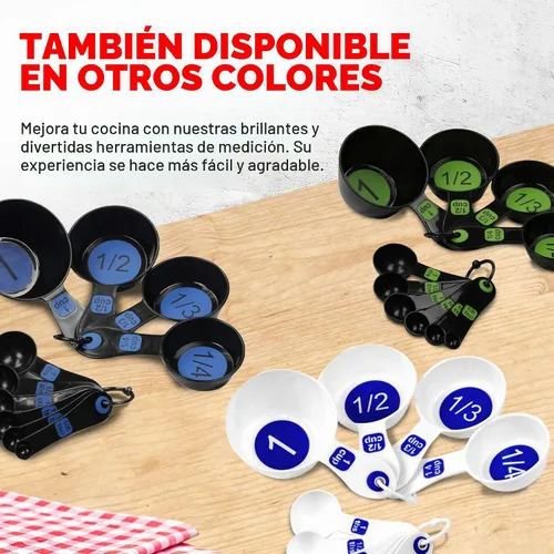 Vista 7 de Chef Craft - Juego de tazas medidoras de plástico de fácil lectura, 10 piezas, azul
