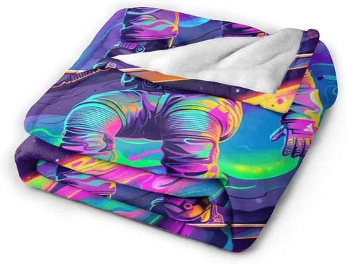 Vista 4 de Manta de Astronauta Manta de Tiro Espacial Regalos y Decoración de Astronauta Manta de Astronauta de Fantasía para Niños Niñas Mujeres Hombres Niños
