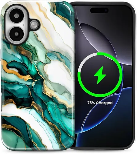 Vista 87 de Funda Compatible con iPhone 13/14 [Compatible con MagSafe] Protección de Doble Capa de Cáscara Dura Híbrida, Funda Magnética Protectora a Prueba