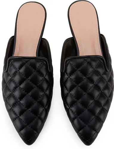 Vista 7 de Sandalias planas trenzadas con punta puntiaguda para mujer, sin espalda, tacón bajo, con corte casual