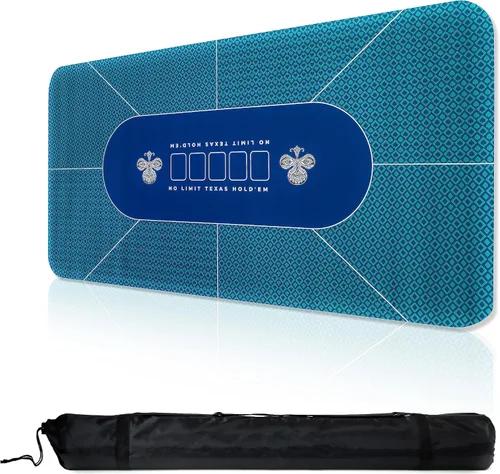 Vista 2 de Trademark Innovations Texas Holdem Poker Mat Poker - Cubierta de mesa de fieltro plegable con bolsa de mano