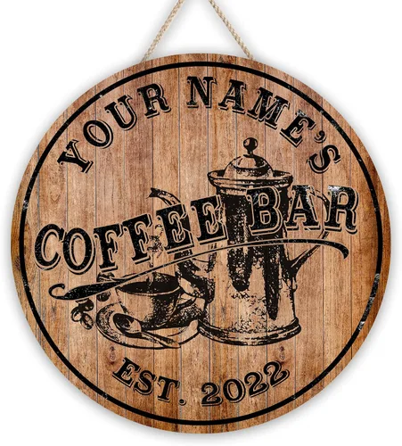 Vista 15 de Artsy Woodsy Letrero personalizado de madera para cafetería, placa de pared para decoración de cocina, regalos personalizados para amantes del café