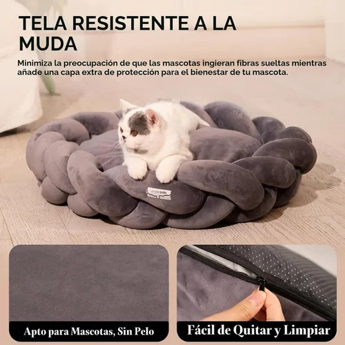 Vista 5 de CHEERPALS Cama Tejida para Gatos de Interior, Linda Cama para Mascotas con Almohadón Lavable Cama Esponjosa para Perros Pequeños (Gris Oscuro)