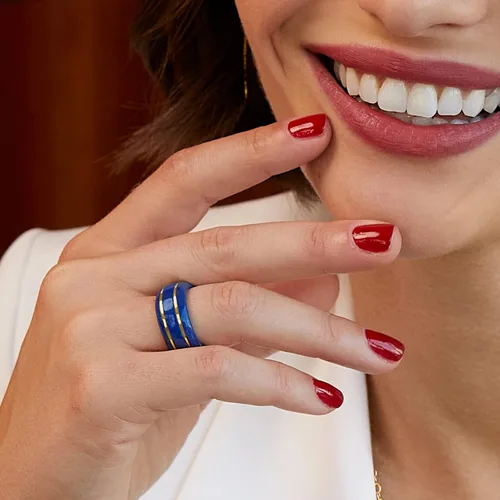 Vista 6 de Ross-Simons Anillo de piedras preciosas en oro amarillo de 14 quilates, Gema, Lapislázuli