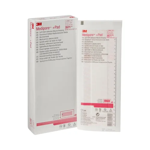 Vista 5 de 3M Medipore +Pad - Apósito adhesivo para heridas de tela suave, estéril, blanco, 3 1/2 x 10 pulgadas, 1 unidad, 100 paquetes, 100 en total