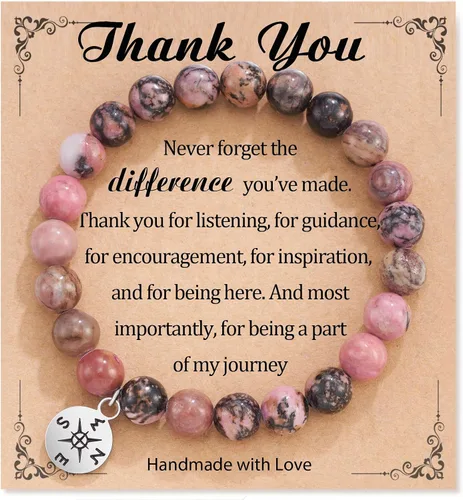 Vista 15 de HGDEER Pulsera de jubilación de piedra natural para mujeres/hombres 2024, regalos de despedida de despedida, regalo de San Valentín para compañeros