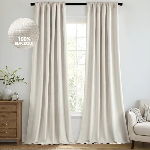 Vista 11 de MIULEE Cortinas 100% opacas de 63 pulgadas de largo, 2 paneles para dormitorio, cortina gruesa negra para oscurecer la habitación, pestaña trasera