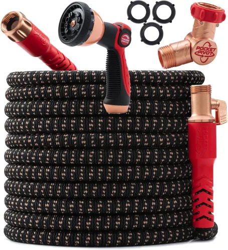 Vista 14 de Pocket Hose Copper Head con nueva bisagra de bolsillo, manguera de jardín expandible de 25 pies, VISTO EN LA TV, gira 360°, tubo avanzado Tri-Tex