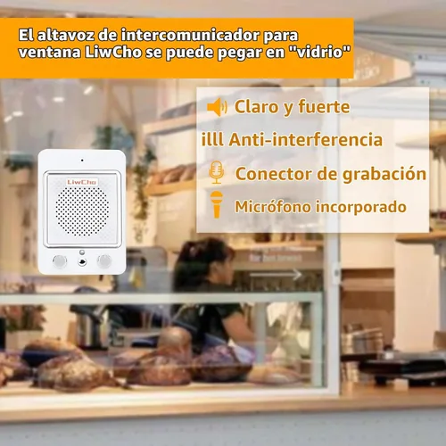 Vista 2 de Sistema de intercomunicación de altavoz de ventana, intercomunicador de contador de ventana de doble vía con cable, altavoz de alta potencia