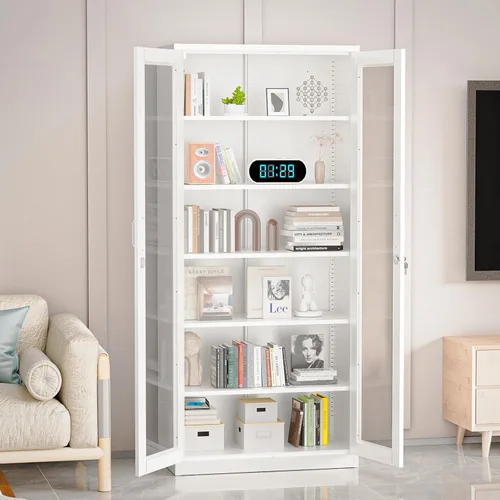 Vista 10 de VINGLI Armario de Pared para Garaje con Puertas con Cerradura y Estante Ajustable, Gabinete de Pared de Metal, Gabinete de Almacenamiento Superior
