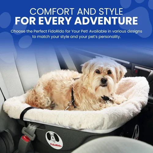 Vista 3 de FIDORIDO Asiento de automóvil para perro, asiento de auto con funda, arnés y correas, base de plástico duradero, cómodos cojines, fácil de instalar