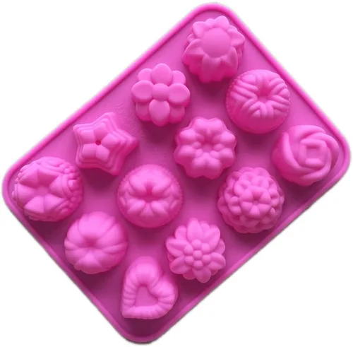 Vista 4 de Molde de silicona para tartas de chocolate y dulces artesanales de 12 flores