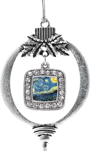 Vista 156 de Inspired Silver - Bon Voyage Cruise Ship Charm Ornamento – Adornos navideños cuadrados de plata con joyas de circonita cúbica