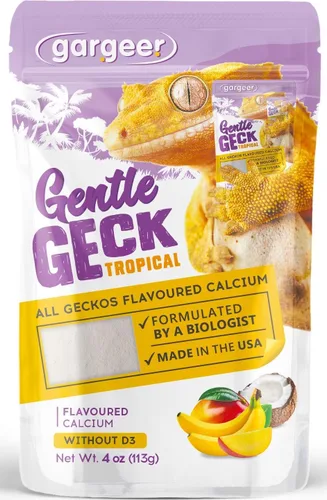 Vista 8 de Gargeer 4 onzas de calcio reptil con vitamina D3, sin fósforo, polvo ultrafino. Polvo puro, mezcla de frutas reales saborizadas, suplemento listo