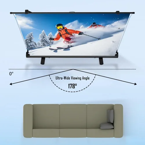 Vista 7 de Pantalla de proyección móvil 4K 3D, 60 pulgadas, 72 pulgadas, 80 pulgadas, 92 pulgadas, ultra HD, pantalla de cine manual para cine en casa, cine