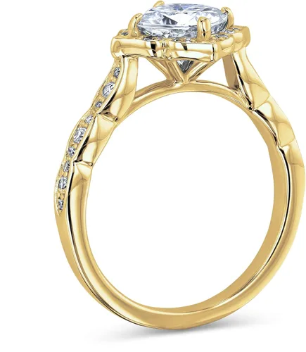 Vista 7 de Kobelli Anillo de compromiso con halo floral de moissanita (G-H) de 1 13 CTW - Múltiples opciones de oro