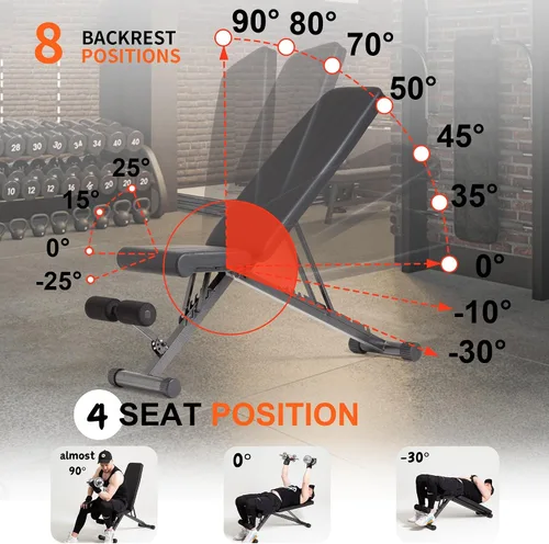 Vista 3 de BARWING Adjustable Foldable Portable Weight Bench for Home Gym,700-800LBS Flat Incline Decline Workout Bench for Full Body Workout Easy Assembly for