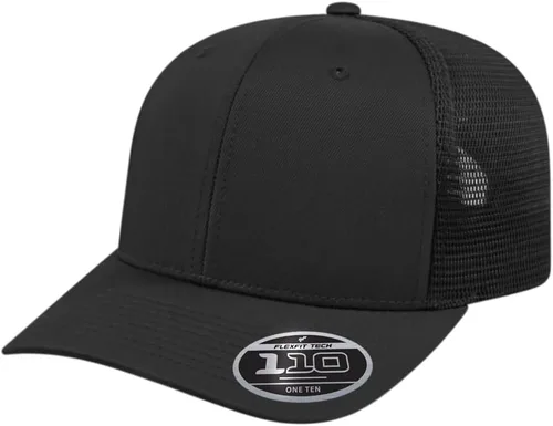 Vista 63 de Cap America i8502 Flexfit 110 Premium - Gorra de camionero de perfil medio con 6 paneles de malla trasera con protección UV y cierre ajustable