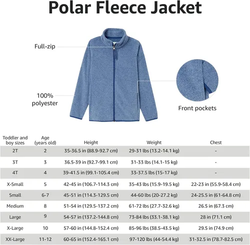 Vista 5 de Tienda Essentials Boys and Toddlers' Polar Fleece Full-Zip Mock Jacket