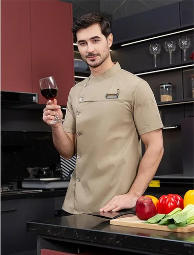 Vista 5 de Conjunto de chaqueta de chef para hombre (abrigo+delantal)