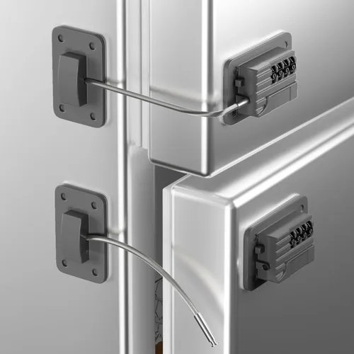 Vista 10 de RORMGO Paquete de 2 cerraduras para refrigerador, cerradura para refrigerador con protección de alambre de silicona, cerraduras para nevera