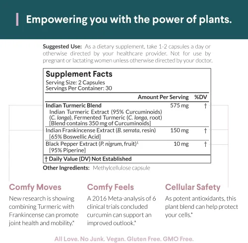 Vista 3 de Nutritional Roots Suplemento de mezcla de cúrcuma india e incienso - 60 cápsulas