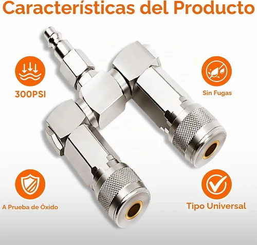Vista 5 de FIXSMITH Conector de manguera de aire: divisor de manguera de aire de 2 vías, 1/4 en NPT, accesorios para compresores de aire, conectores giratorios