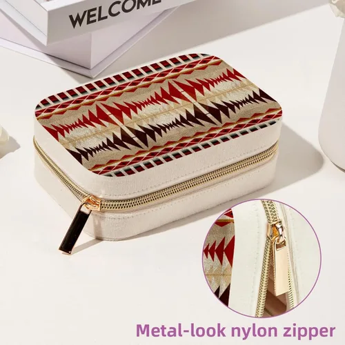 Vista 6 de RODAILYCAY Tribe Velvet Jewelry Storage Box, Necklace Bracelet Holder with Metal Zipper, Jewelry Travel Organizer for Various Occasions, 2.2x6.1x4.1