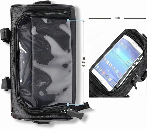 Vista 6 de Bolsa para Manillar de Bicicleta, Bolsa de Almacenamiento Frontal Impermeable, Accesorios de Soporte de Teléfono para Bicicleta, Funda Transparente